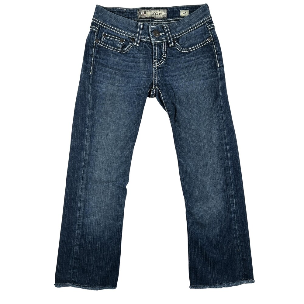 BKE Addison Capri Jeans Womens 23 x 22 Blue Denim Low Rise Stretch Embroidered